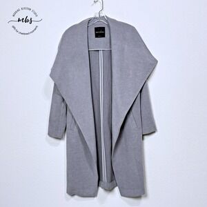 Decjuba‎ Kerry Waterfall Coat Draped Open Front Light Grey Women S